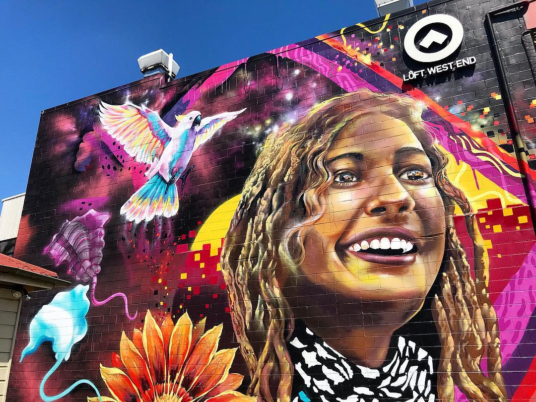 Street art depicting Indigenous woman Alice Eather, a poet, activist and community leader
