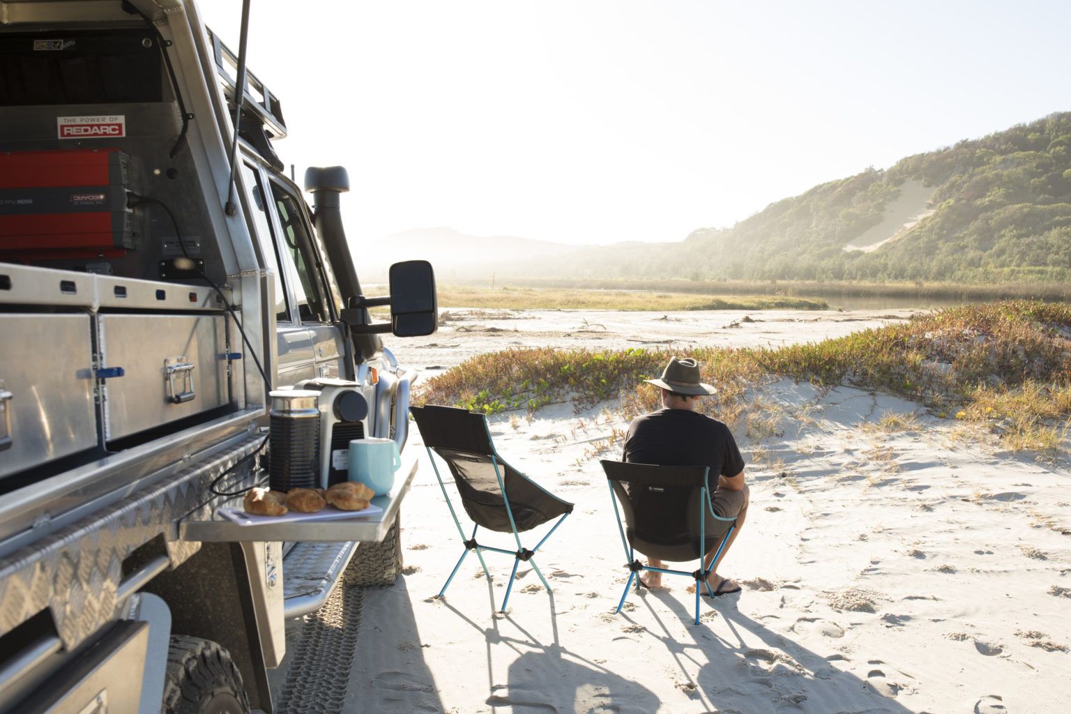 A man camping on Moreton Island