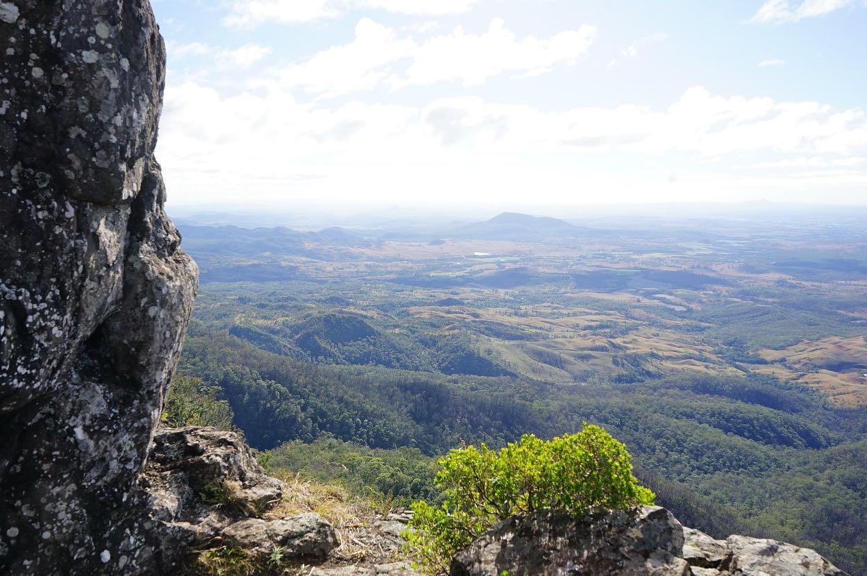 A view across a green valley at Mt Cordeaux  on the Gold Coast 