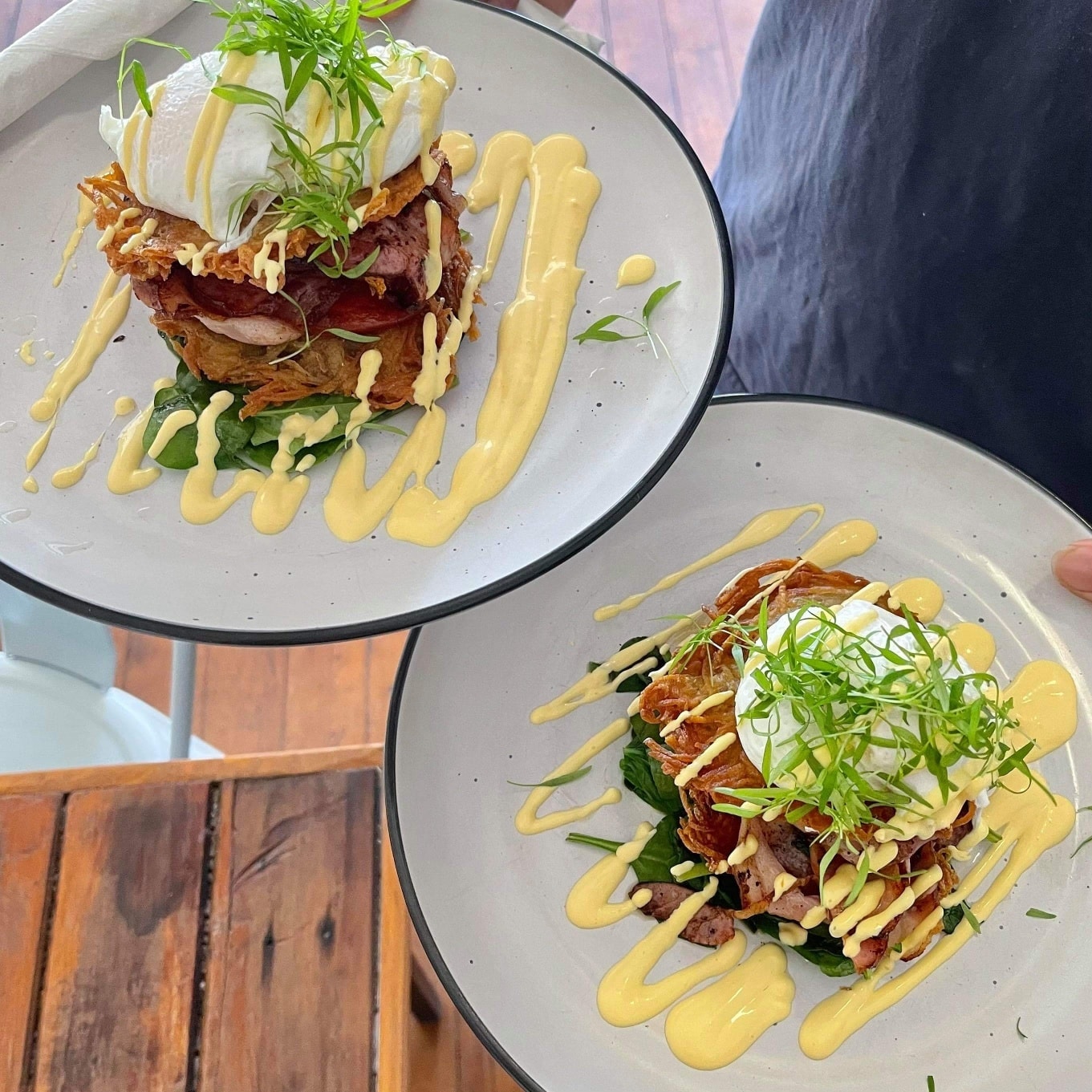 Two colourful breakfast plates at Mill Creek Cafe 