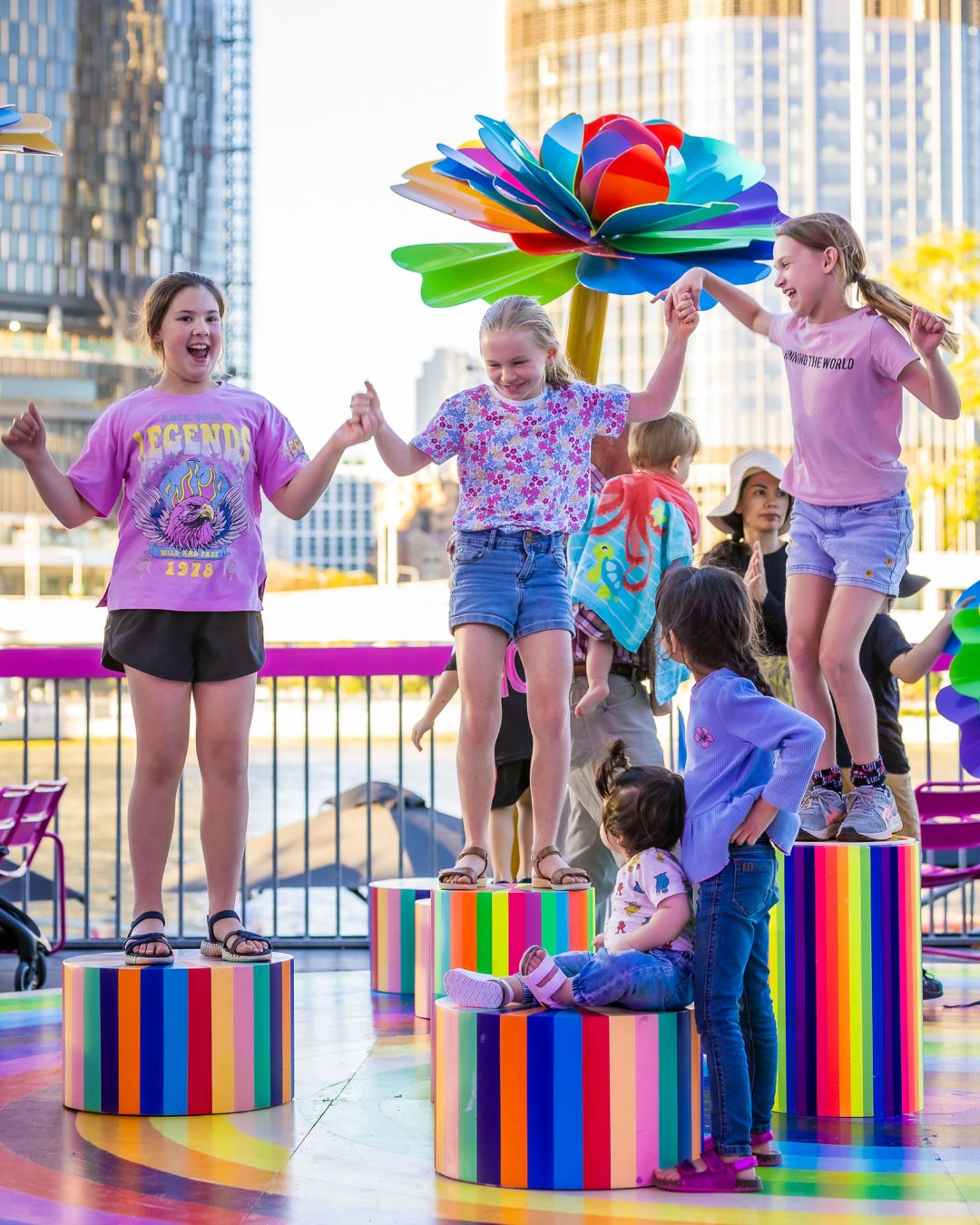 Young kids explore Brisbane Festival activities at South Bank Parklands