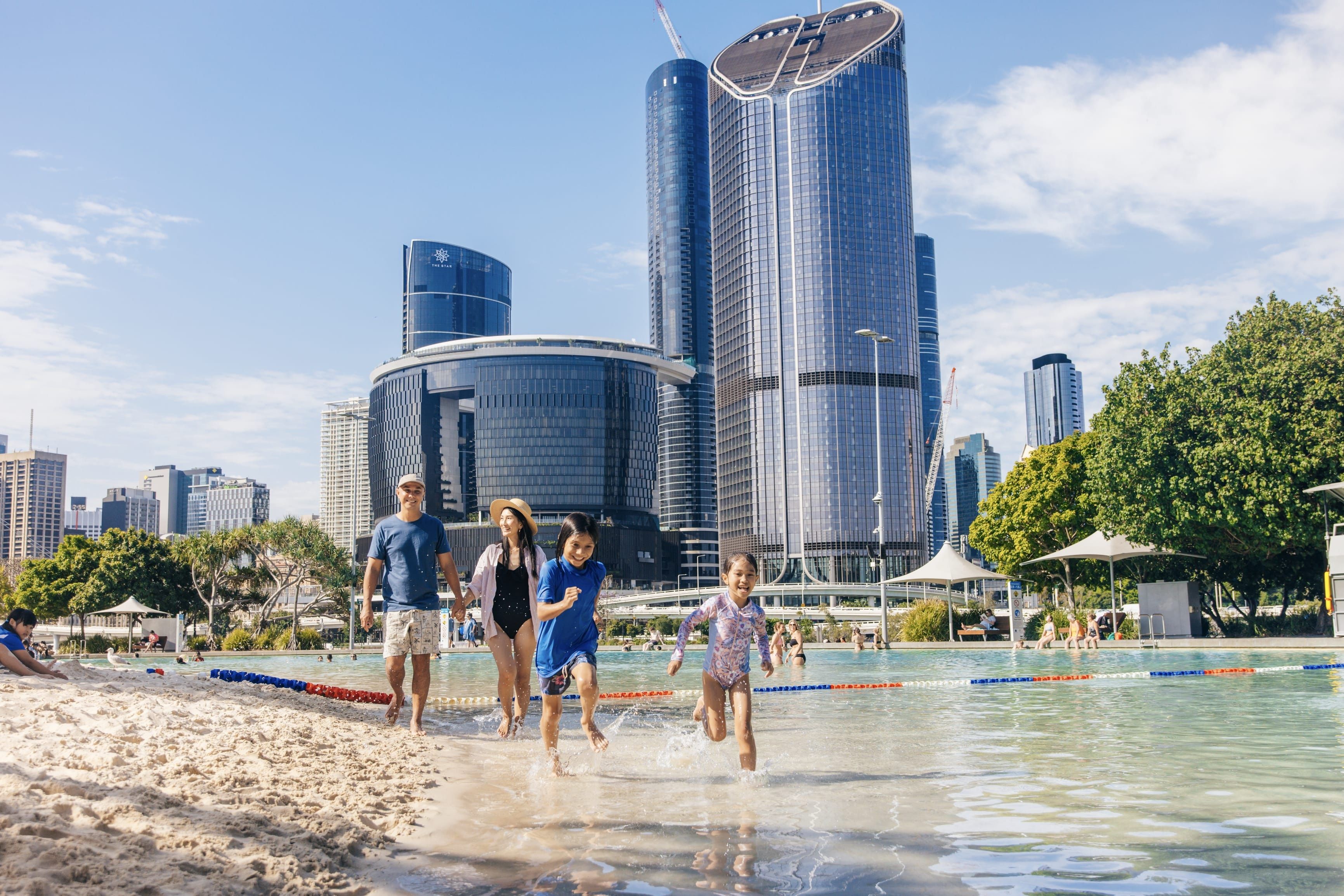Family at Streets Beach in South Bank Family at Streets Beach in South Bank