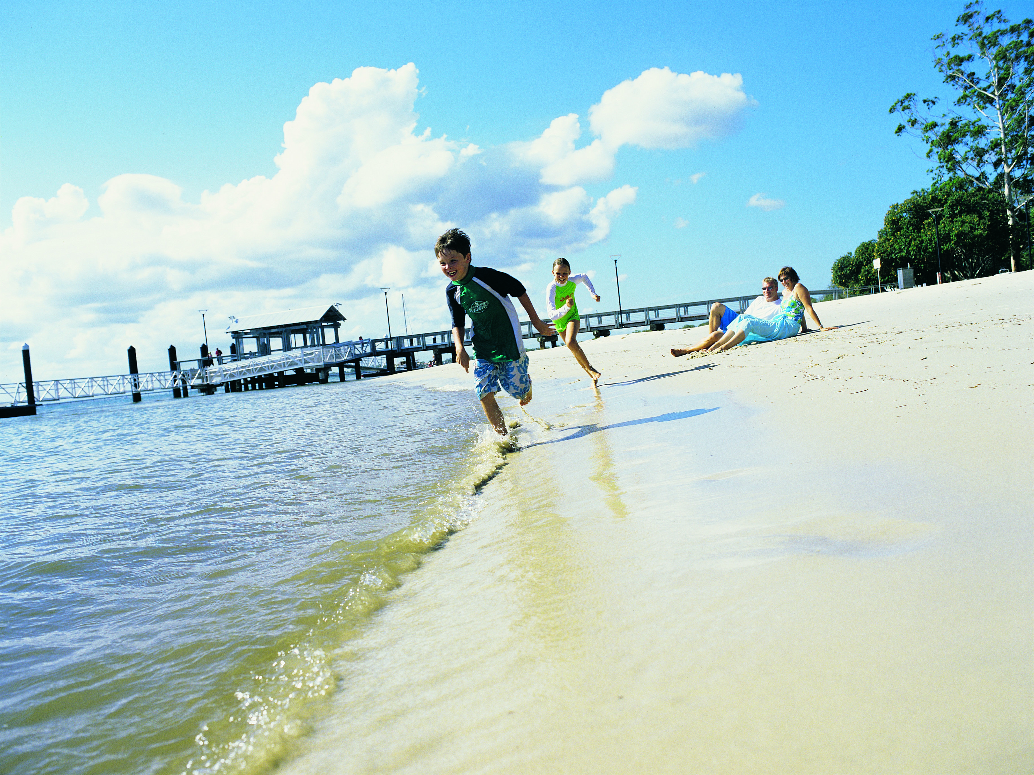 Kids at Bongaree Beach Bribie Island