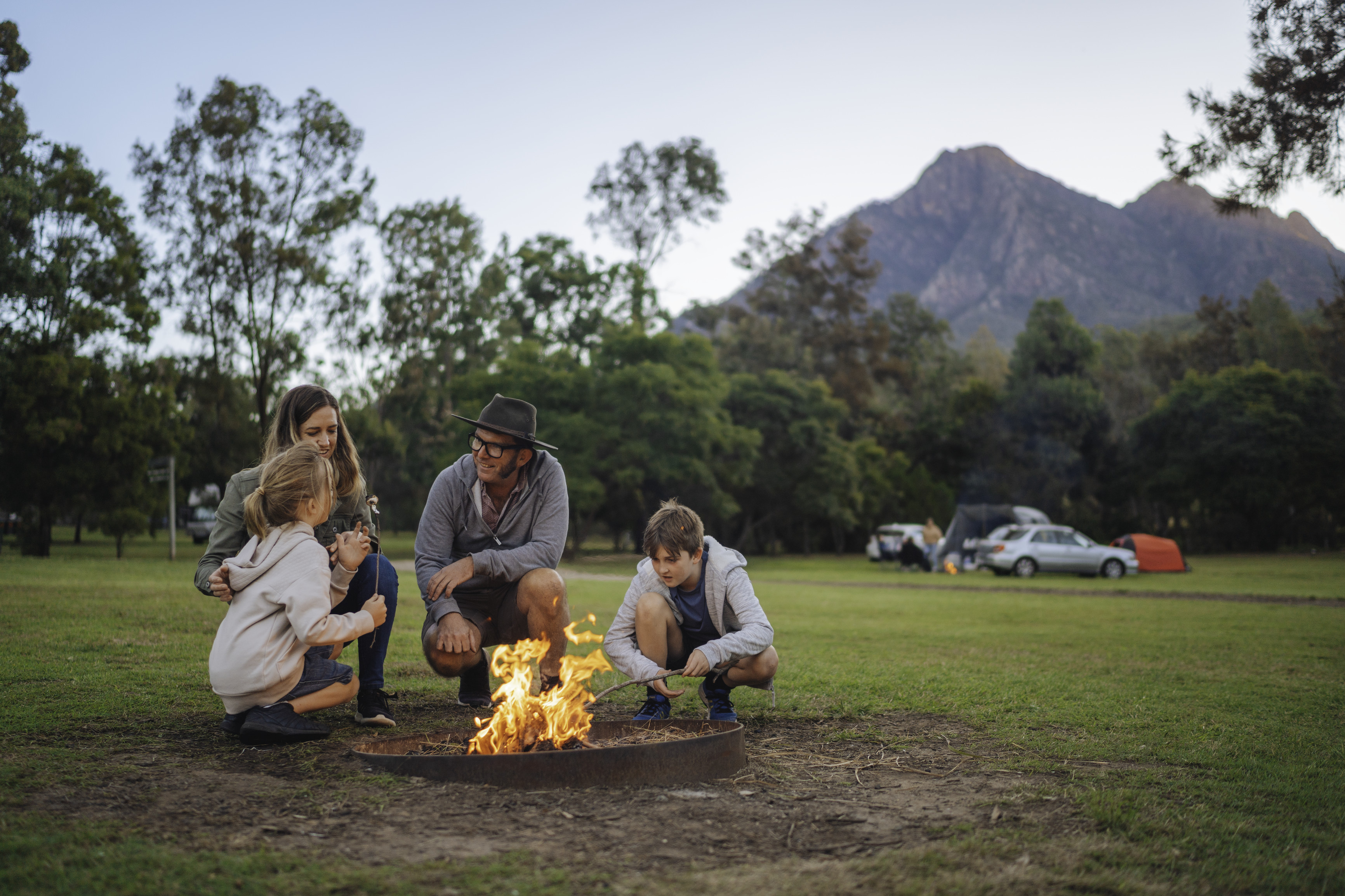 Family experiencing Light Your Fire at Mount Barney Lodge | Secret camping near Brisbane Family experiencing Light Your Fire at Mount Barney Lodge | Secret camping near Brisbane