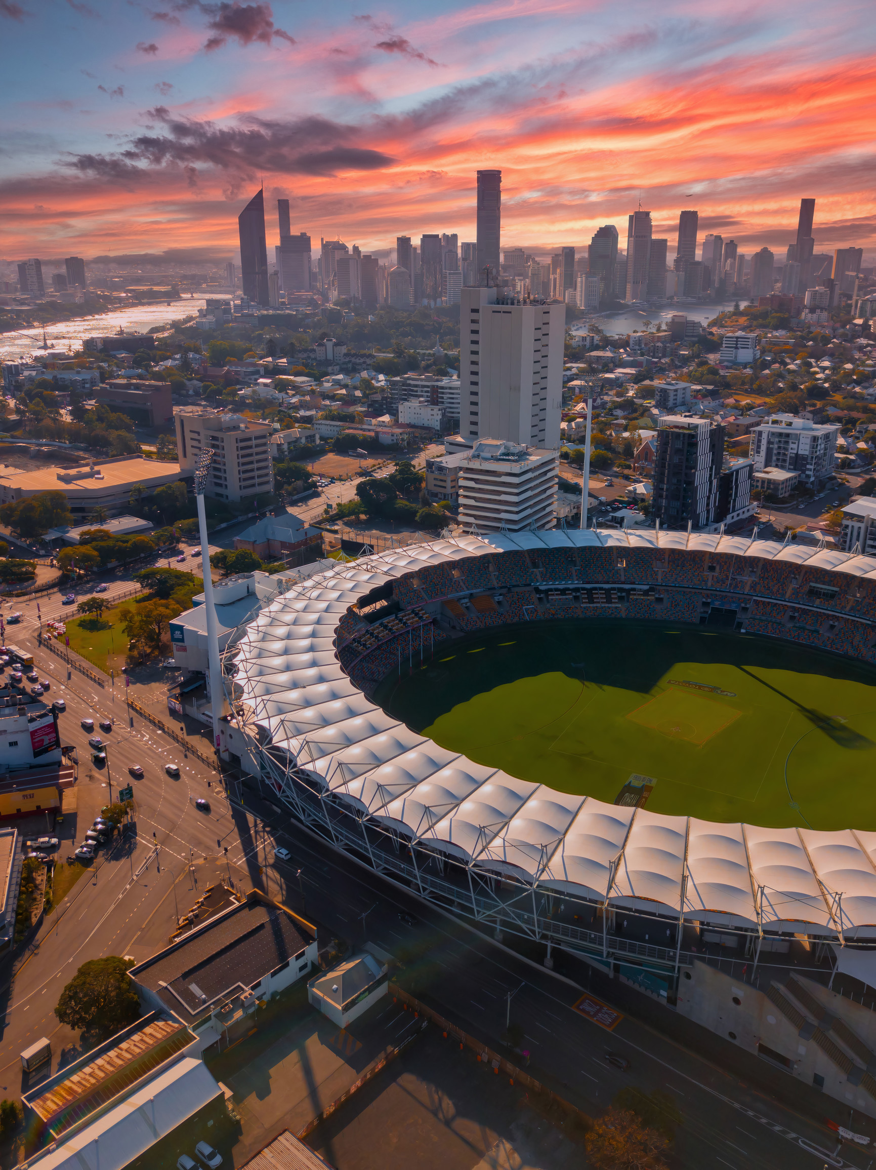 Aerial view of The Gabba stadium, Brisbane | ICC Men's T20 World Cup The Gabba Aerial view of The Gabba stadium, Brisbane | ICC Men's T20 World Cup The Gabba