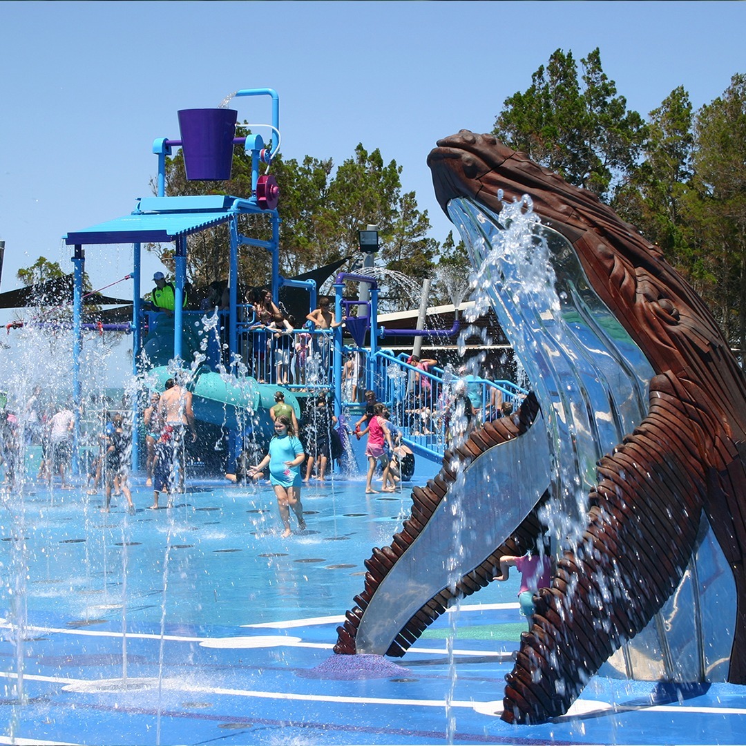 Kids splashing in the fountains at Wetside Water Park, Hervey Bay, Fraser Coast Kids splashing in the fountains at Wetside Water Park, Hervey Bay, Fraser Coast