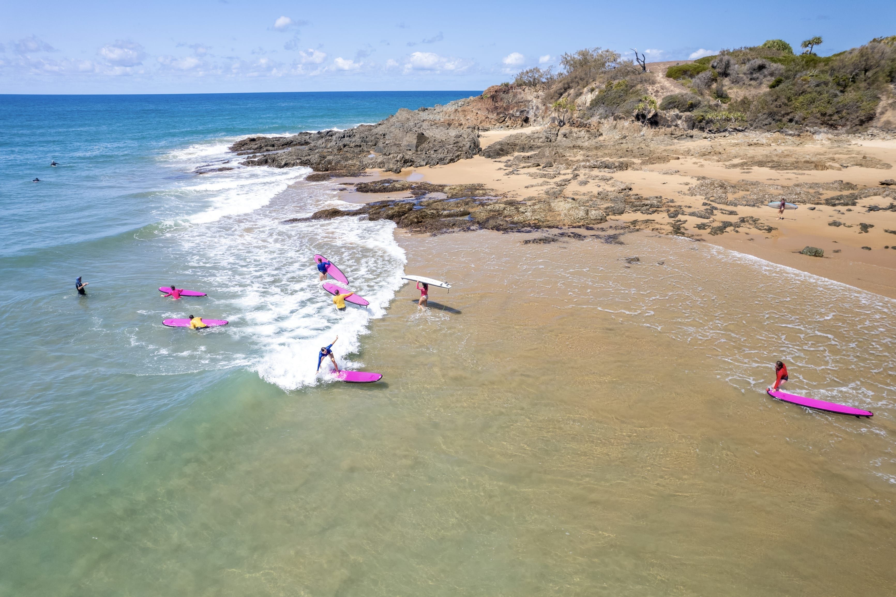 Group learning to surf