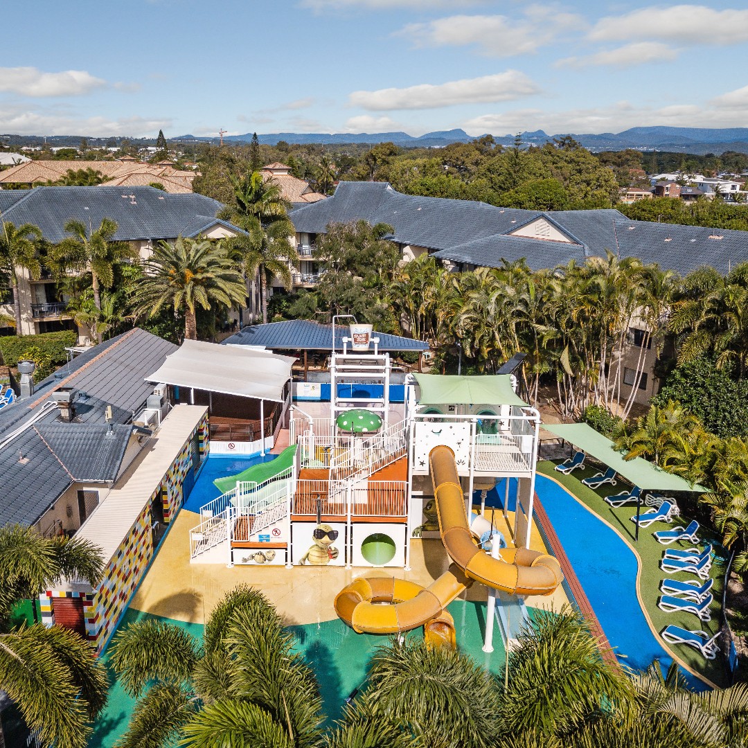 Arial view of the waterpark at Turtle Beach Resort