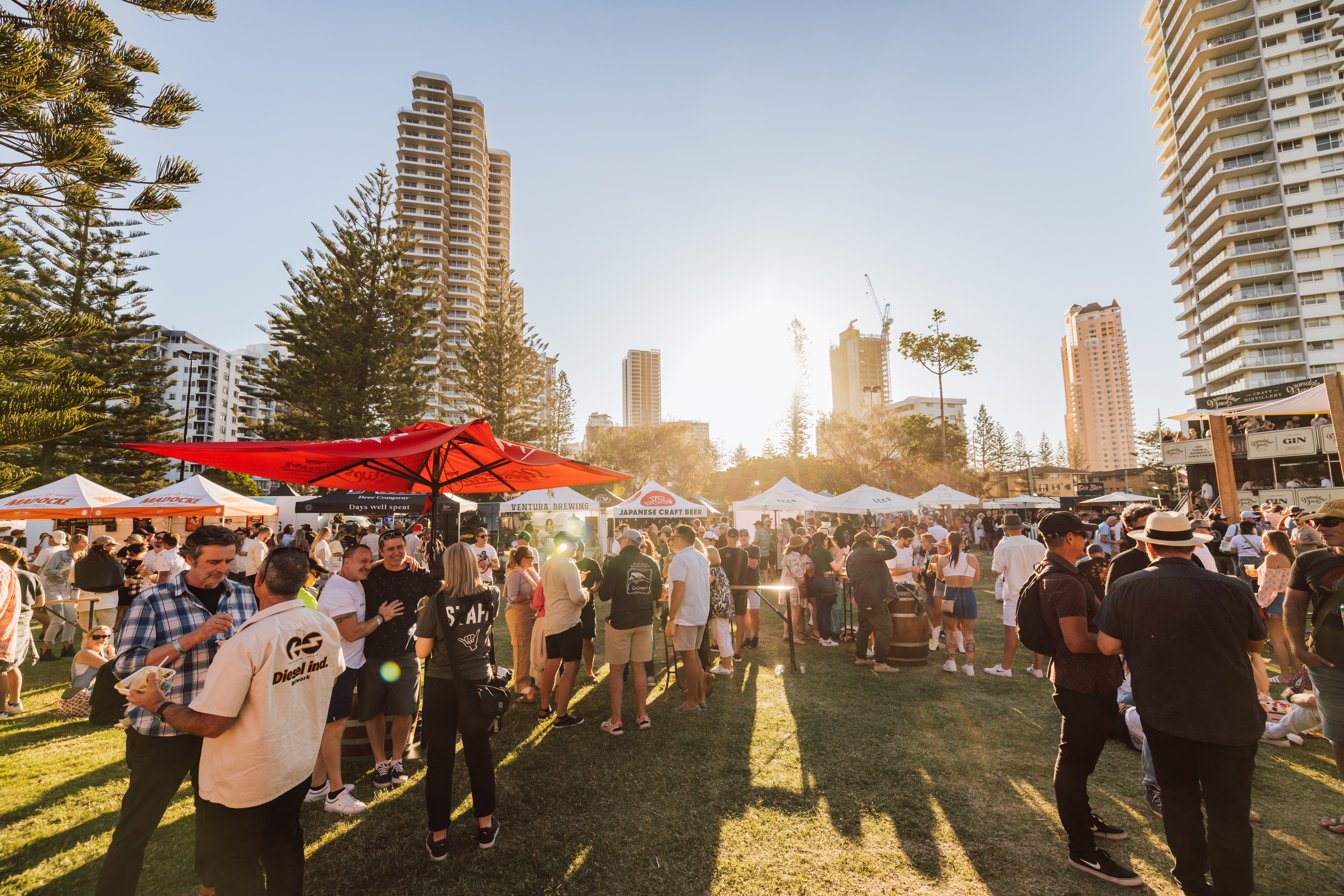 Crowds of festival goers gather on the lawns at Crafted Beer Festival, Gold Coast Crowds of festival goers gather on the lawns at Crafted Beer Festival, Gold Coast