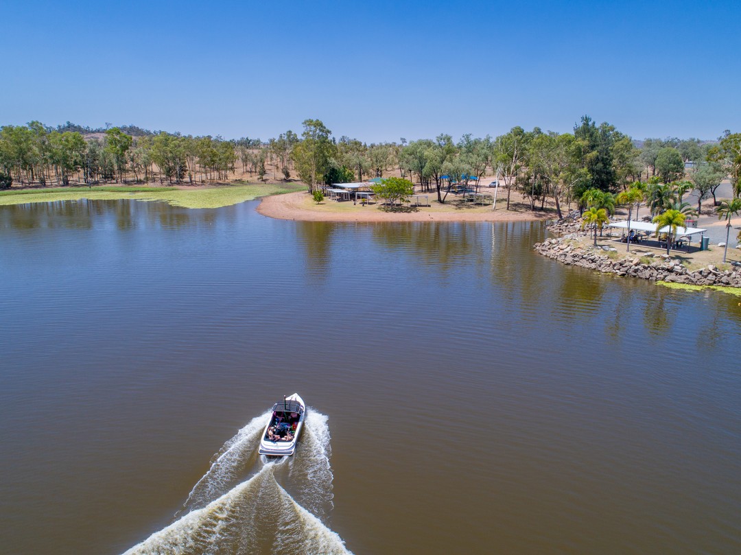 Boat on the water at Theresa Creek Dam, Clermont, Mackay Boat on the water at Theresa Creek Dam, Clermont, Mackay