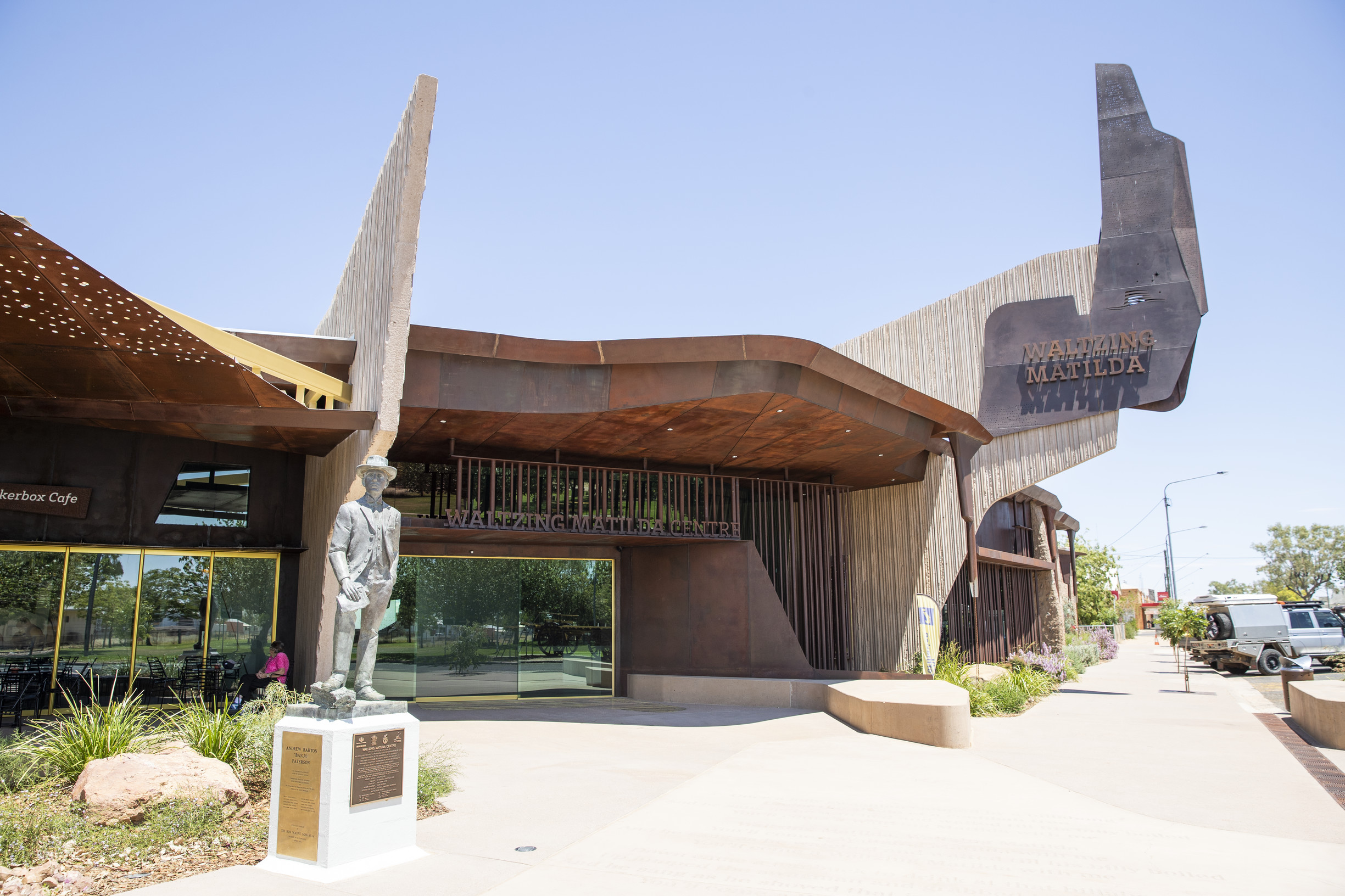 Exterior view of the Waltzing Matilda Centre in Outback Queensland Exterior view of the Waltzing Matilda Centre in Outback Queensland