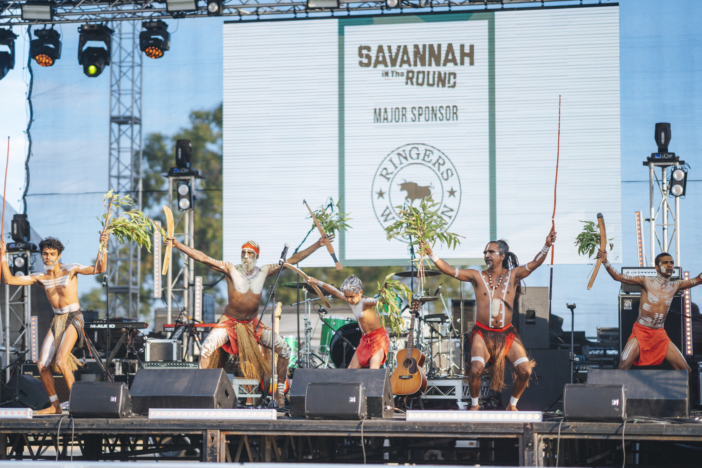 A Welcome to Country performance on stage by Pamagirri Indigenous performers