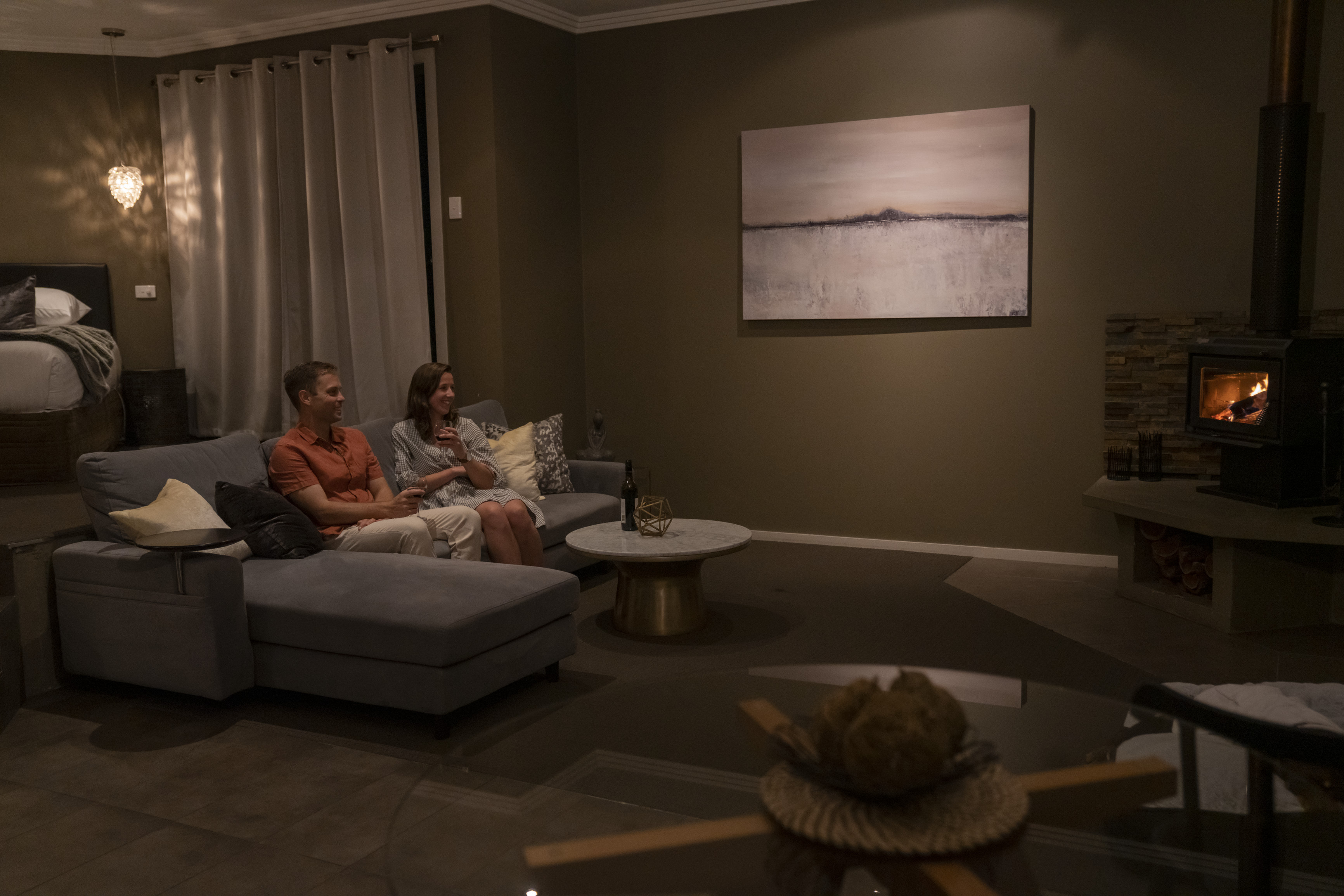 Couple relaxing at Alure Stanthorpe, Granite Belt