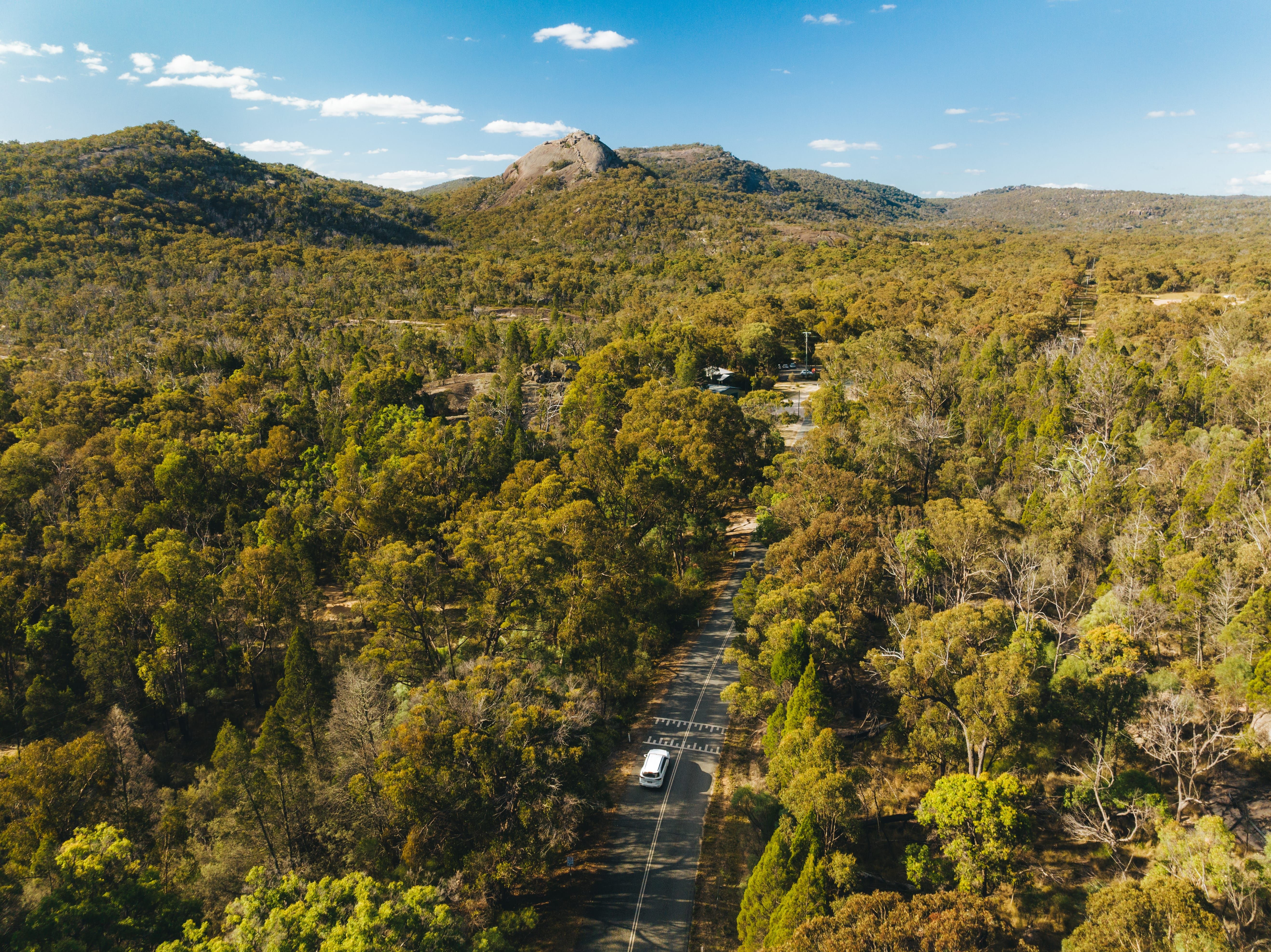 Driving to a hiking trail through Girraween National Park