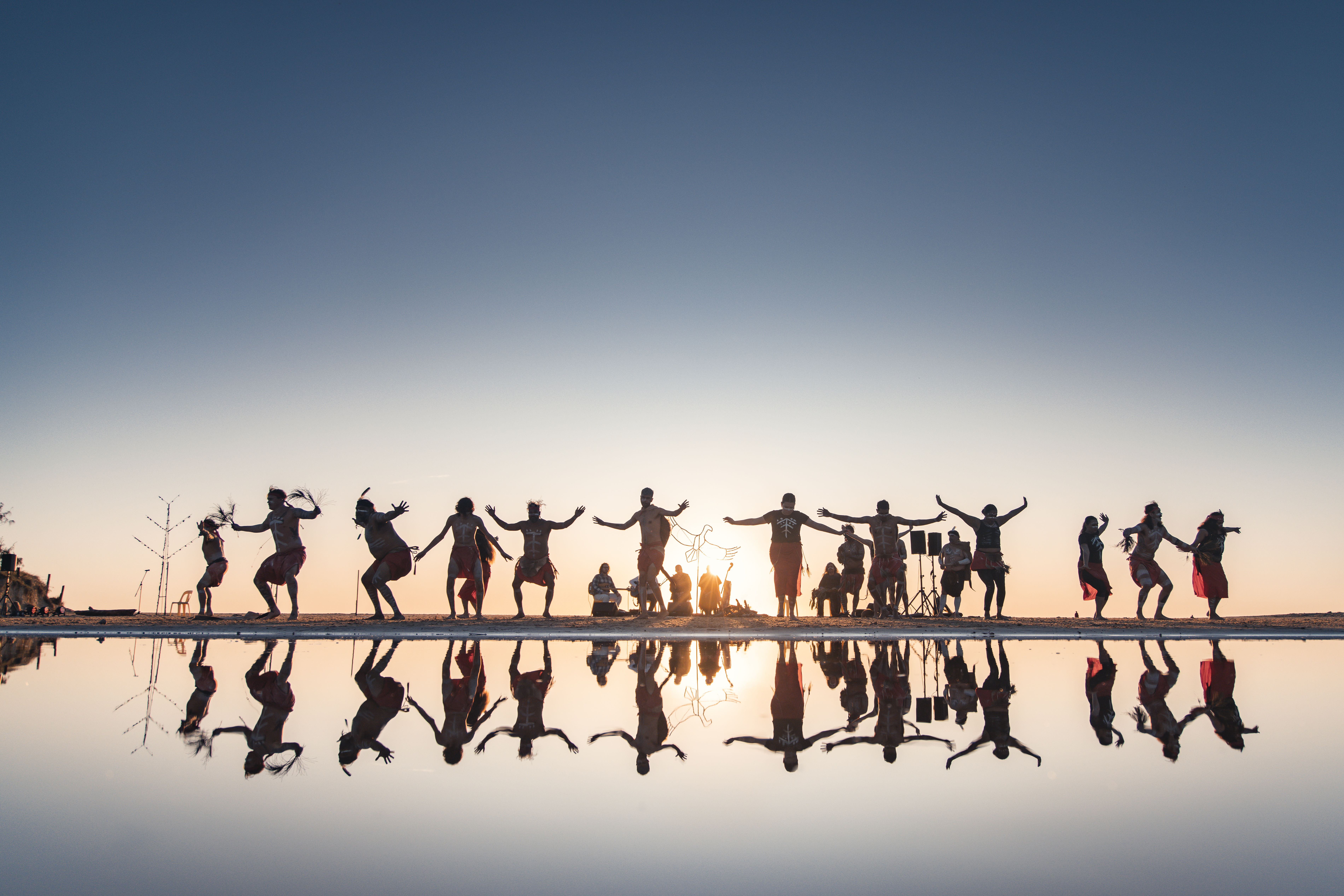 Indigenous performers on the beach at Horizon Festival