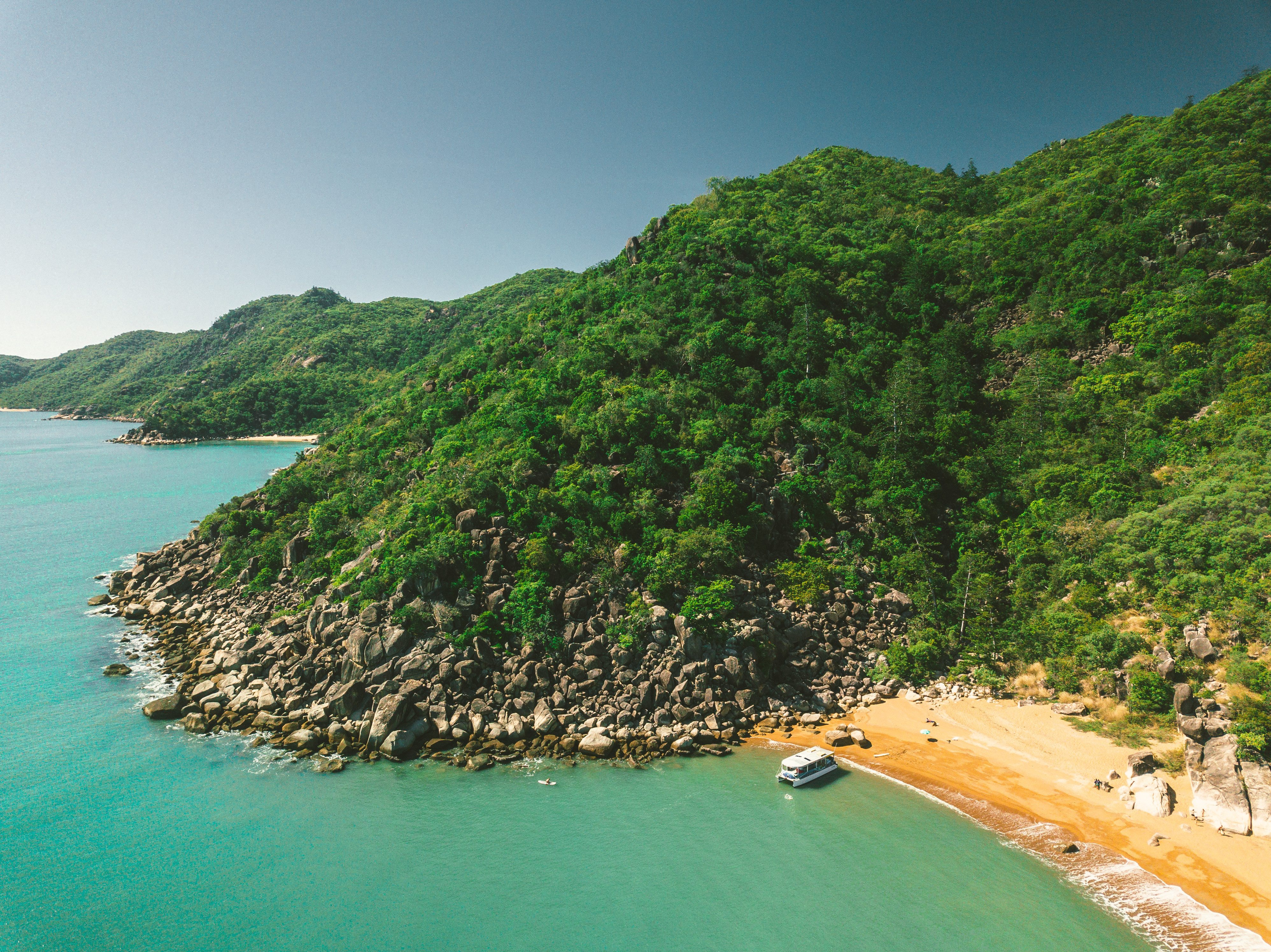 An aerial view of the pristine beaches on Magnetic Island, Townsville