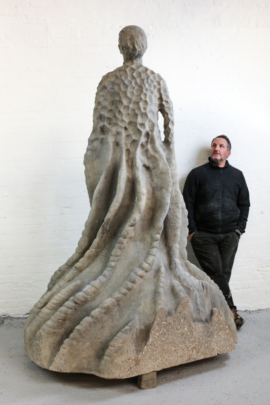 Jason de Caires Taylor with Museum of Underwater Art sculpture Jason de Caires Taylor with Museum of Underwater Art sculpture