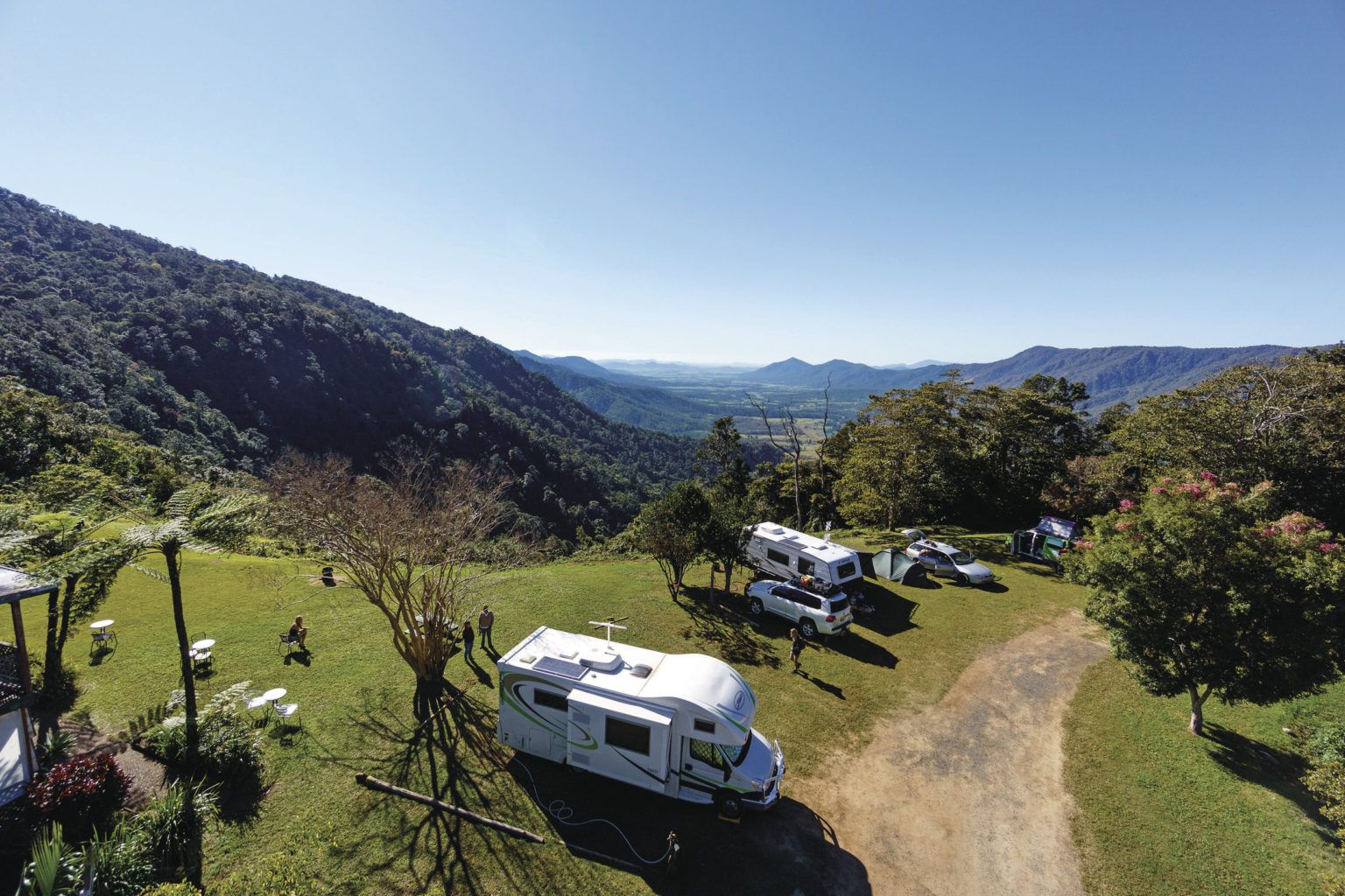 Caravans on top of a hill in the National Park Caravans on top of a hill in the National Park