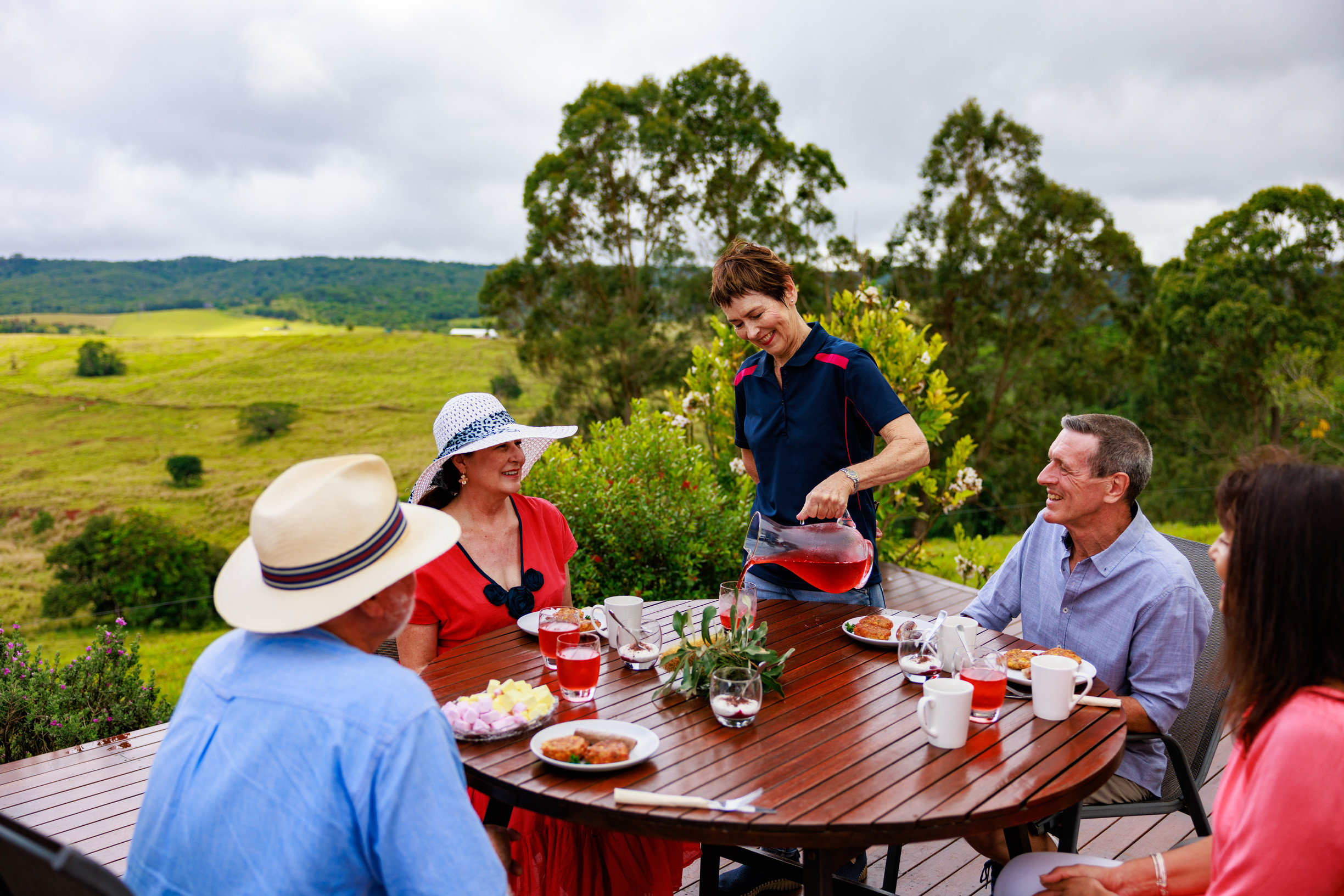 Tour group having breakfast while on Bretts Outback Tasting Adventures tour Tour group having breakfast while on Bretts Outback Tasting Adventures tour