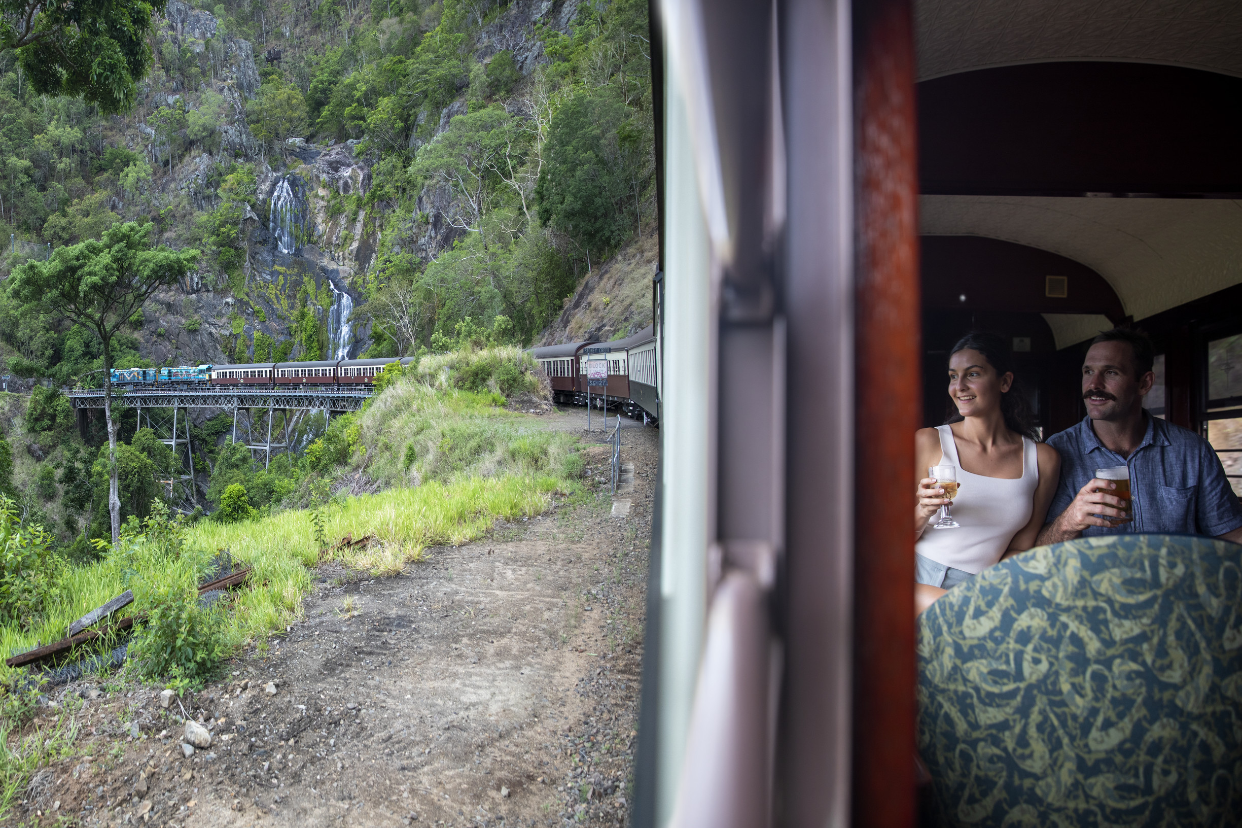 Couple experiencing Kuranda Scenic Railway