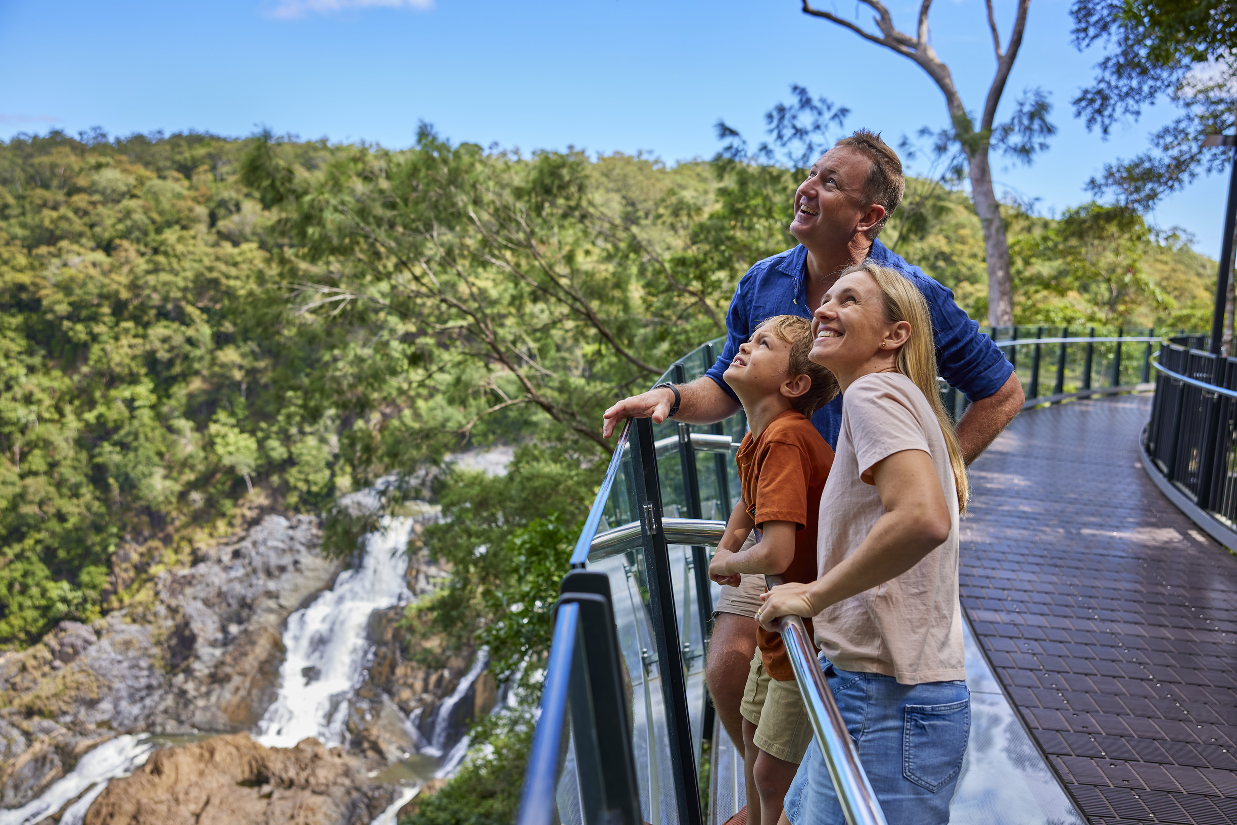 Family at the Edge Lookout with Barron Falls in the background