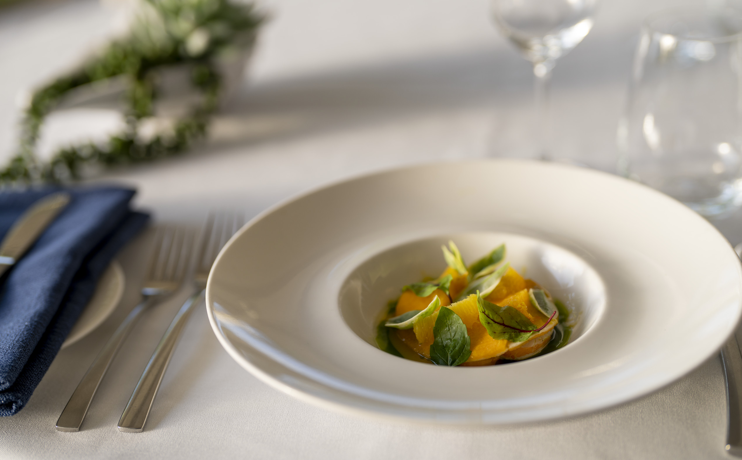 Plated meal at Salt Water Restaurant at Lizard Island Resort