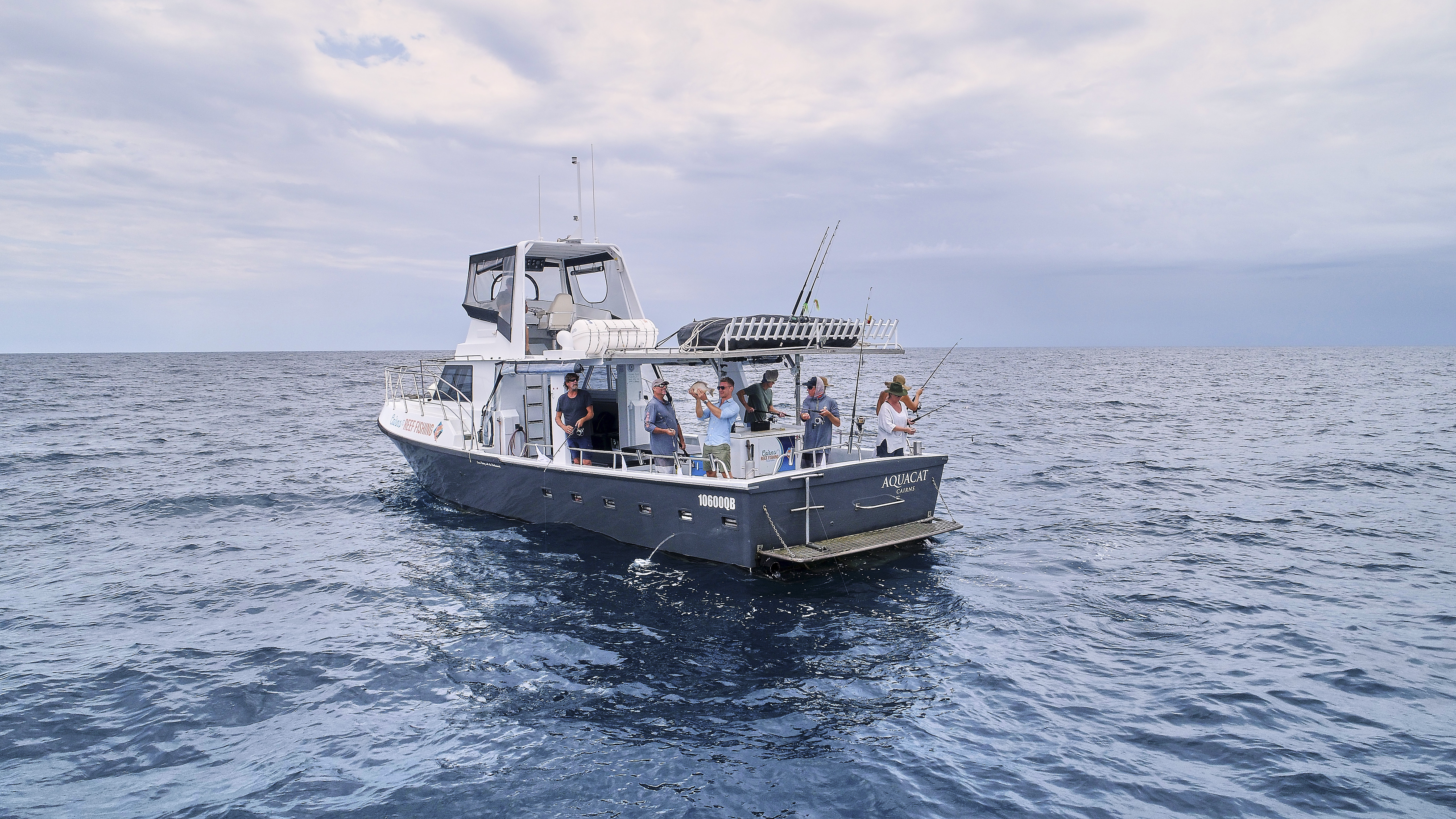 Aerial view of the Cairns Reef Fishing boat Aerial view of the Cairns Reef Fishing boat