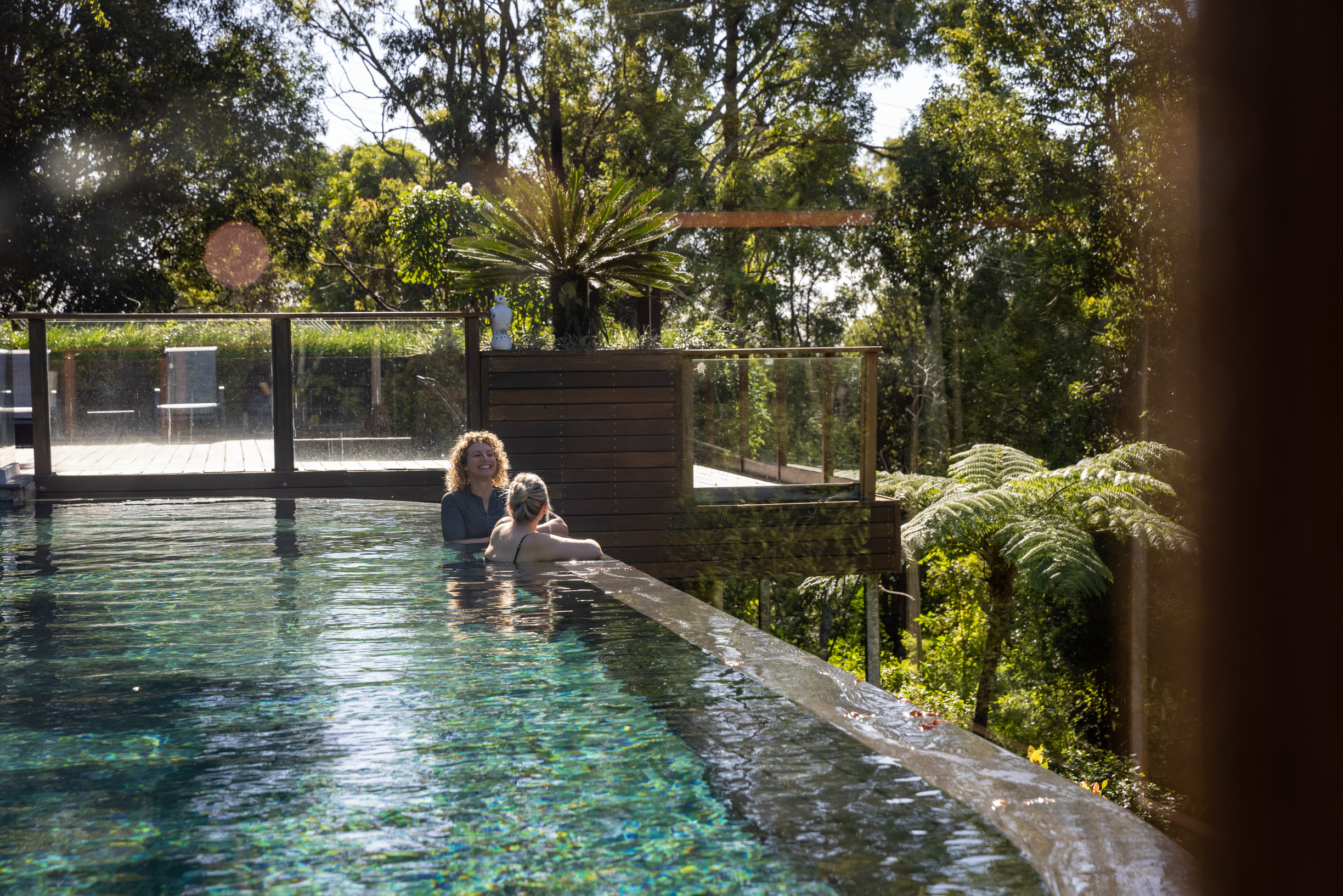 Heated infinity edge lap pool at Gwinganna Lifestyle Retreat | Gold Coast Hinterland accommodation
