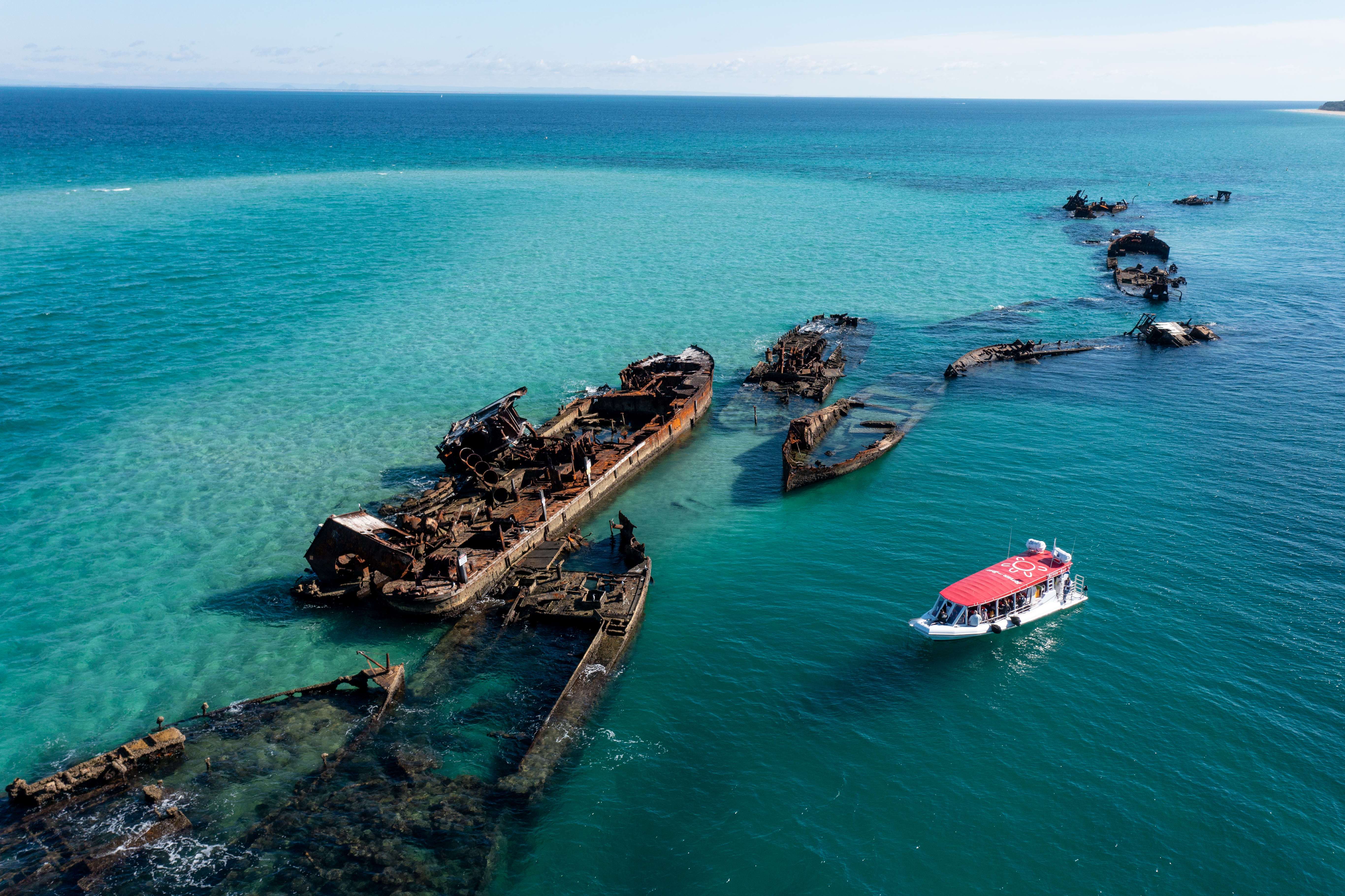 Aerial of Tangalooma Shipwrecks Aerial of Tangalooma Shipwrecks